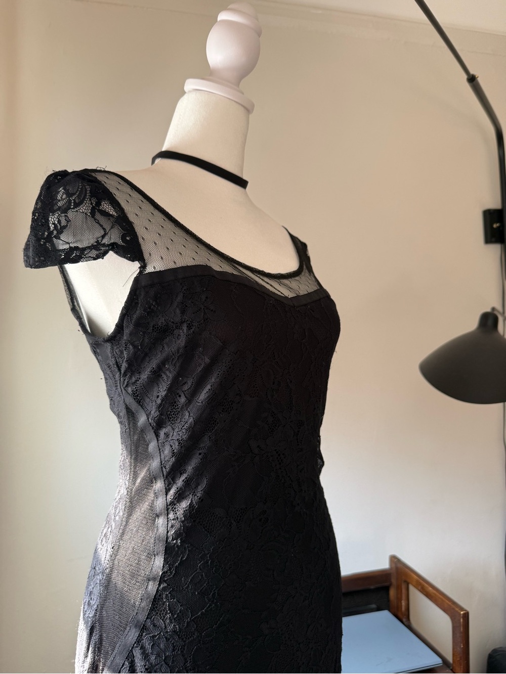 Late 90s early 2000s Goth Lace Little Black Dress. S - Picture 6 of 8